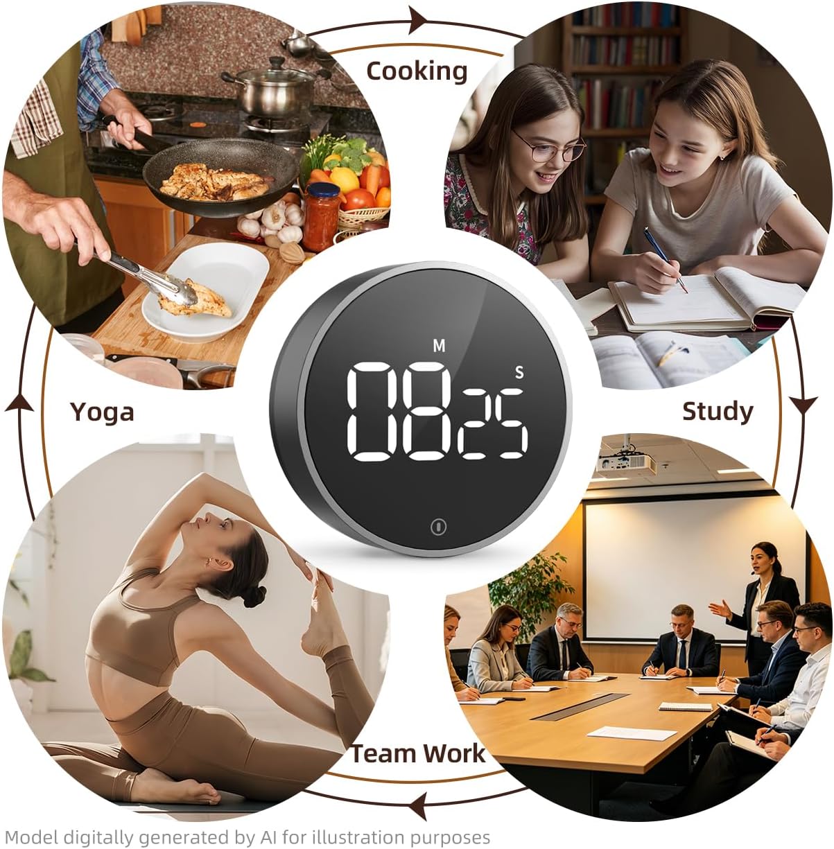 VOCOO Digital Kitchen Timer - Magnetic Countdown Countup Timer with Large LED Display Volume Adjustable, Easy for Cooking and for Seniors and Kids to Use (Space Grey)