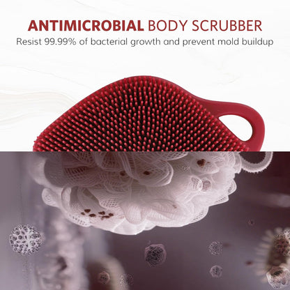 Sndyi Silicone Body Scrubber, Gentle Exfoliating Body Scrubber for Sensitive Skin, Leaf Shaped Shower Scrubber for Body with Lathering Bristles, Silicone Loofah Body Brush for Showering, Oatmeal