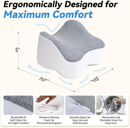 UJPFEO Knee Pillow for Side Sleepers,Leg Pillows for Sciatica,Knees,Hips,Joints Between Legs,Back Pain Relief When Side Sleeping Spine Alignment Support for Knee Surgery Recovery