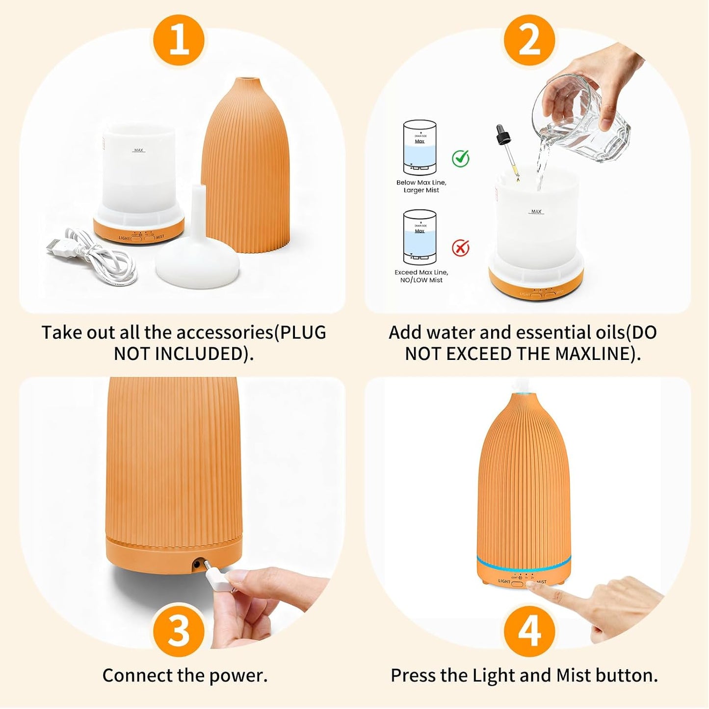 URPOWER 150ML Essential Oil Diffusers for Home, Ultrasonic Aromatherapy Diffuser with 7 Color Changing Lights, Timer & Auto Shut-Off, Scent Diffuser for Bedroom, Office, Yoga