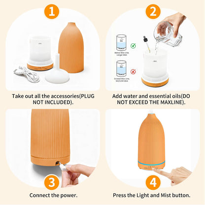 URPOWER 150ML Essential Oil Diffusers for Home, Ultrasonic Aromatherapy Diffuser with 7 Color Changing Lights, Timer & Auto Shut-Off, Scent Diffuser for Bedroom, Office, Yoga
