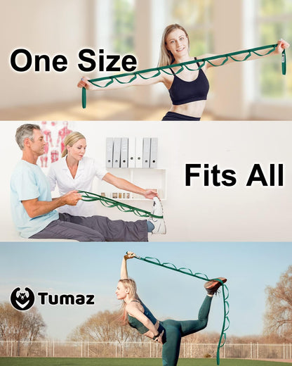 Tumaz Stretching Strap - 10 Loops & Non-Elastic Yoga Strap - Perfect Home Workout Stretch Strap for Physical Therapy, Yoga, Pilates, Flexibility