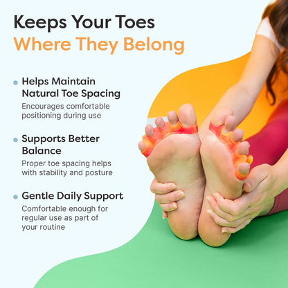 ZenToes Silicone Toe Spacers and Separators for Correct Toe Alignment, Bunion Relief, Hammertoe Straightener, Gel Orthopedic Corrector – 1 Pair (Black)