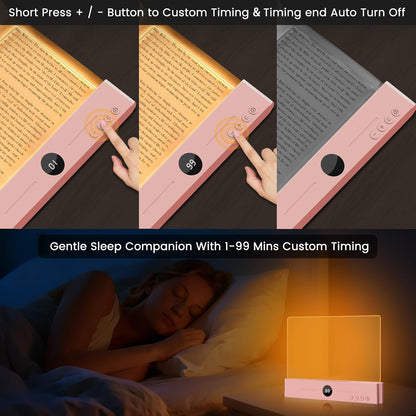 easuntec Book Light, Rechargeable Reading Light with Eye Protection - 3 Color Temps Timer Dimmable, Book Lights for Reading at Night, Flat Book Lights Gifts for Book Lovers Students Readers (Black)