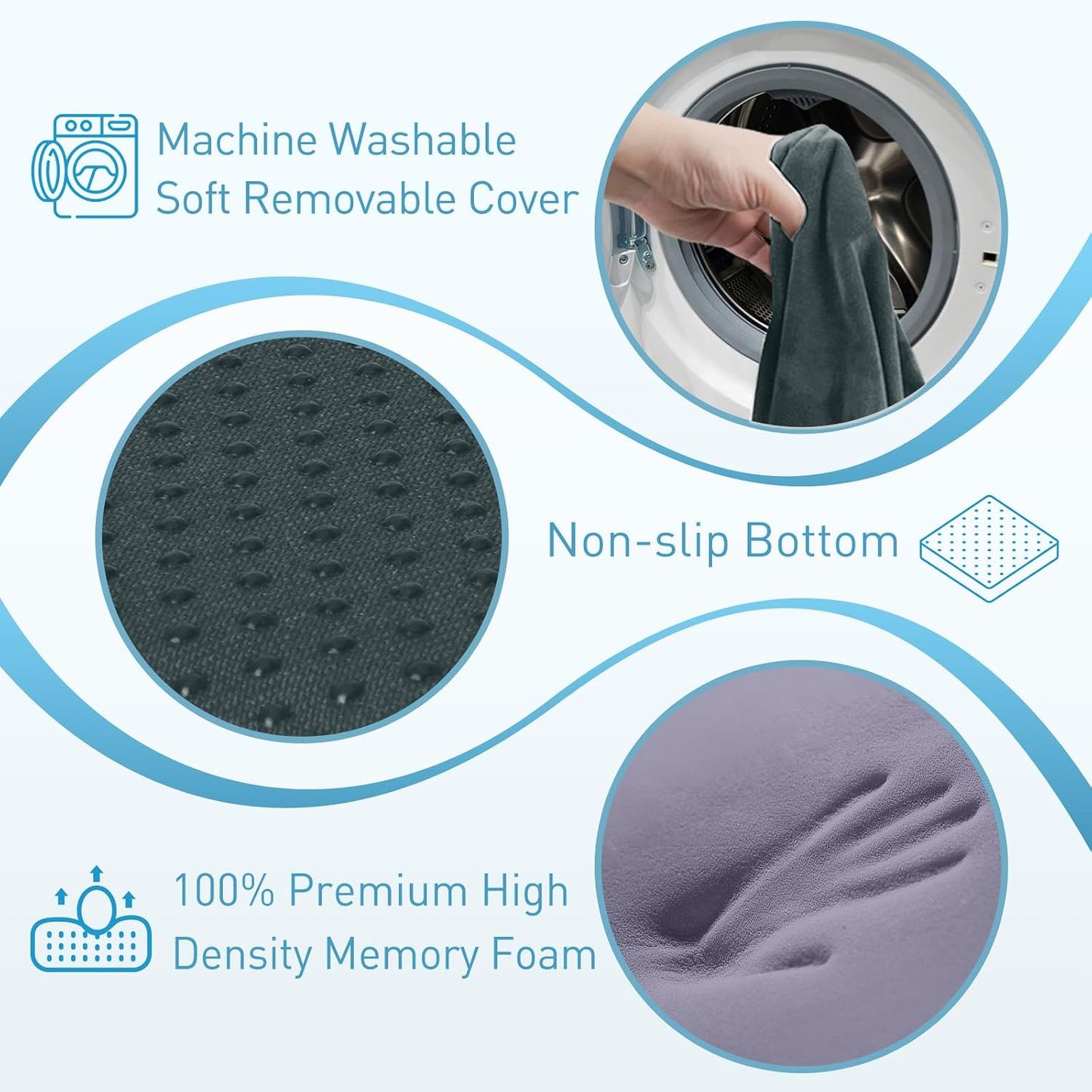 BlissTrends Seat Cushion with Velvet Cover, Thick Memory Foam Cushions for Office Chair, Car Seat, Airplane, Relieving Pressure Tailbone Sciatica Back Pain for Long Sitting, Car Drivers 4.7in Black