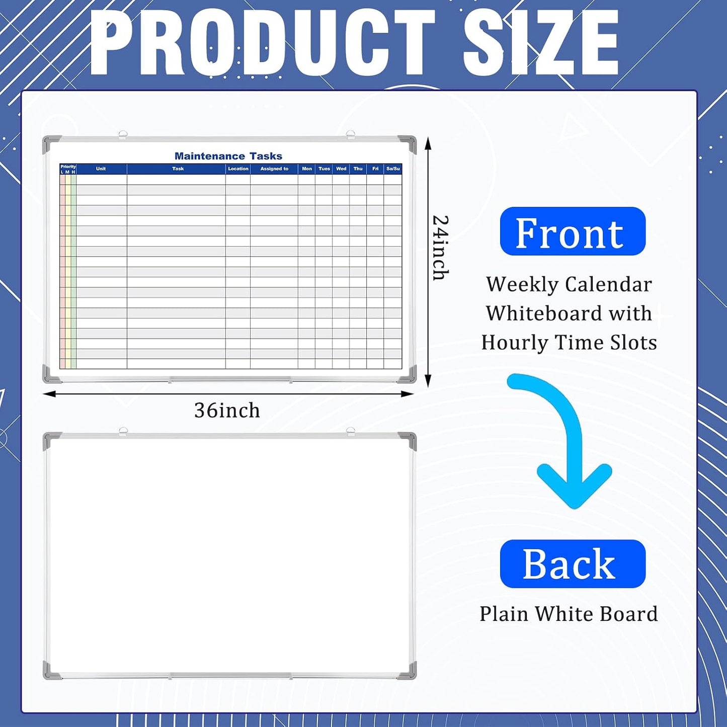 Lincia Double Sided Magnetic Maintenance Task Whiteboard Large Dry Erase 36 x 24 Inch Erasable Task Planner White Board for Wall Employee Assignment Tracker for Office Managing and Tracking Tasks