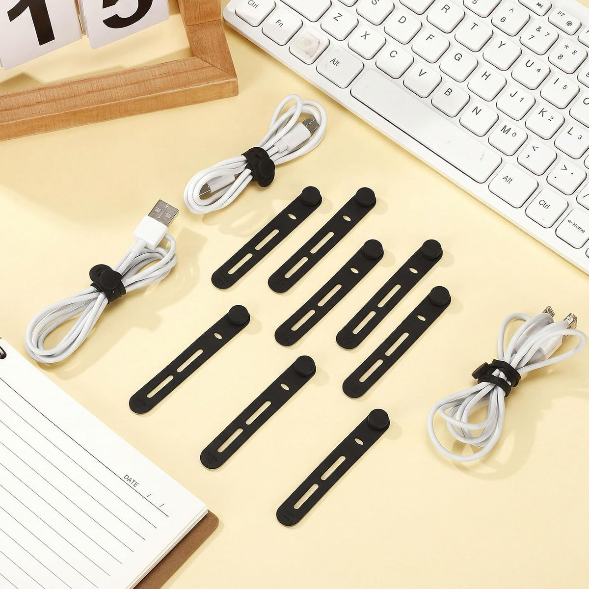 90 Pcs Cable Ties with Labels for Electronics Desk, Mixed Color