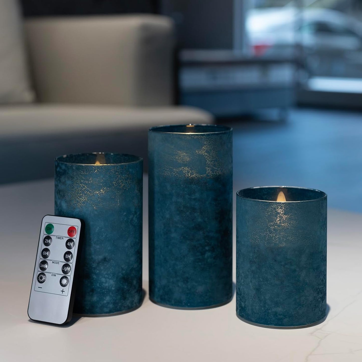 ANGELLOONG Flickering Flameless Candles, Realistic Battery Operated Candles with Remote and Timer, Set of 3 LED Candles for Fall Room Home Wedding Decor Centerpieces Table Party Christmas Decorations