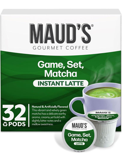 Maud's Instant Matcha Latte Mix, Flavored Drink Mix 10 Servings, 100% Gourmet Blended Tea Leaves, Hot Or Iced Matcha Latte - Just Add Water