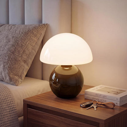 Dawnwake Mushroom Lamp Table Lamp for Bedroom,Desk Bedside Small Lamps for Living Room Night Stands,Mushroom Decor Cute Mini Modern Mid Century Lamps,Unique Aesthetic Home Living Room Decor(White)