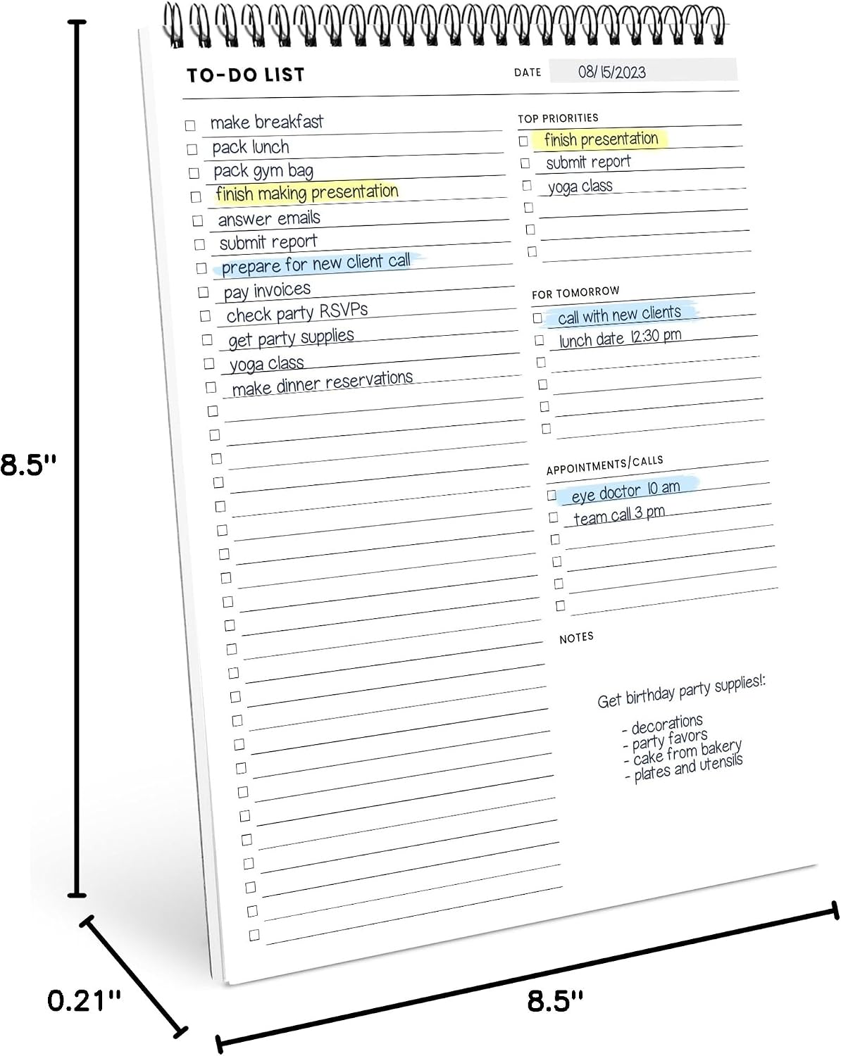 Weekly Planner Pad: To Do List Desk Notepad with Multiple Sections - 8.5x11" 52 Sheets - Undated Tear Off Notebook Calendar - Habit Planning Tracker, Task Goal Checklist Organizer - Agenda Plan Pad