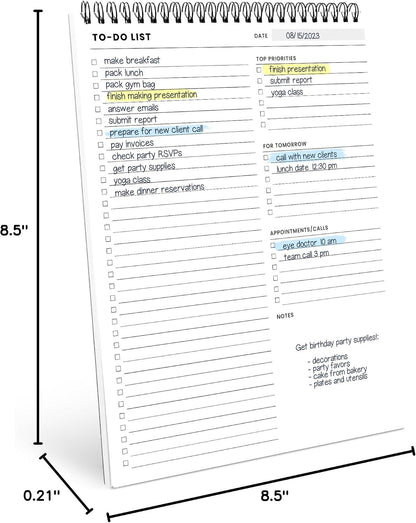 Weekly Planner Pad: To Do List Desk Notepad with Multiple Sections - 8.5x11" 52 Sheets - Undated Tear Off Notebook Calendar - Habit Planning Tracker, Task Goal Checklist Organizer - Agenda Plan Pad