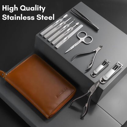 FAMILIFE Stainless Steel Manicure Set 11-in-1 Professional Nail Clipper Kit