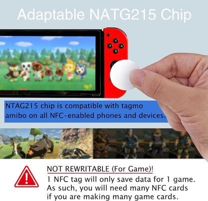 50 Count NTAG215 NFC Tags, 1 Inch Programmable NFC Stickers with Adhesive