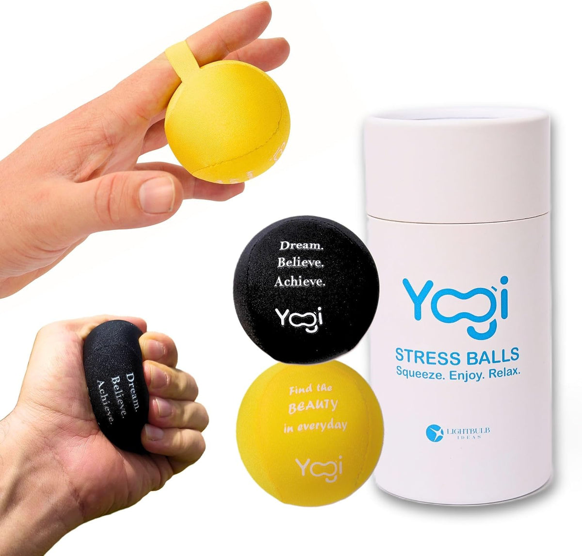 Yogi Stress Ball, Finger Strap, Stress Relief, Squeeze Ball for Anxiety