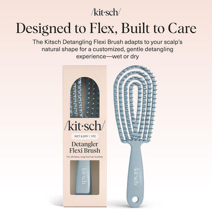 Kitsch Hair Brush Detangler – Flexi Flow Hair Brush for Women, Men & Kids | Detangling Brushes for Curly Hair with Bendable Frame, Bounce Curl Defining Brush for Wet or Dry Strands - Soft Violet
