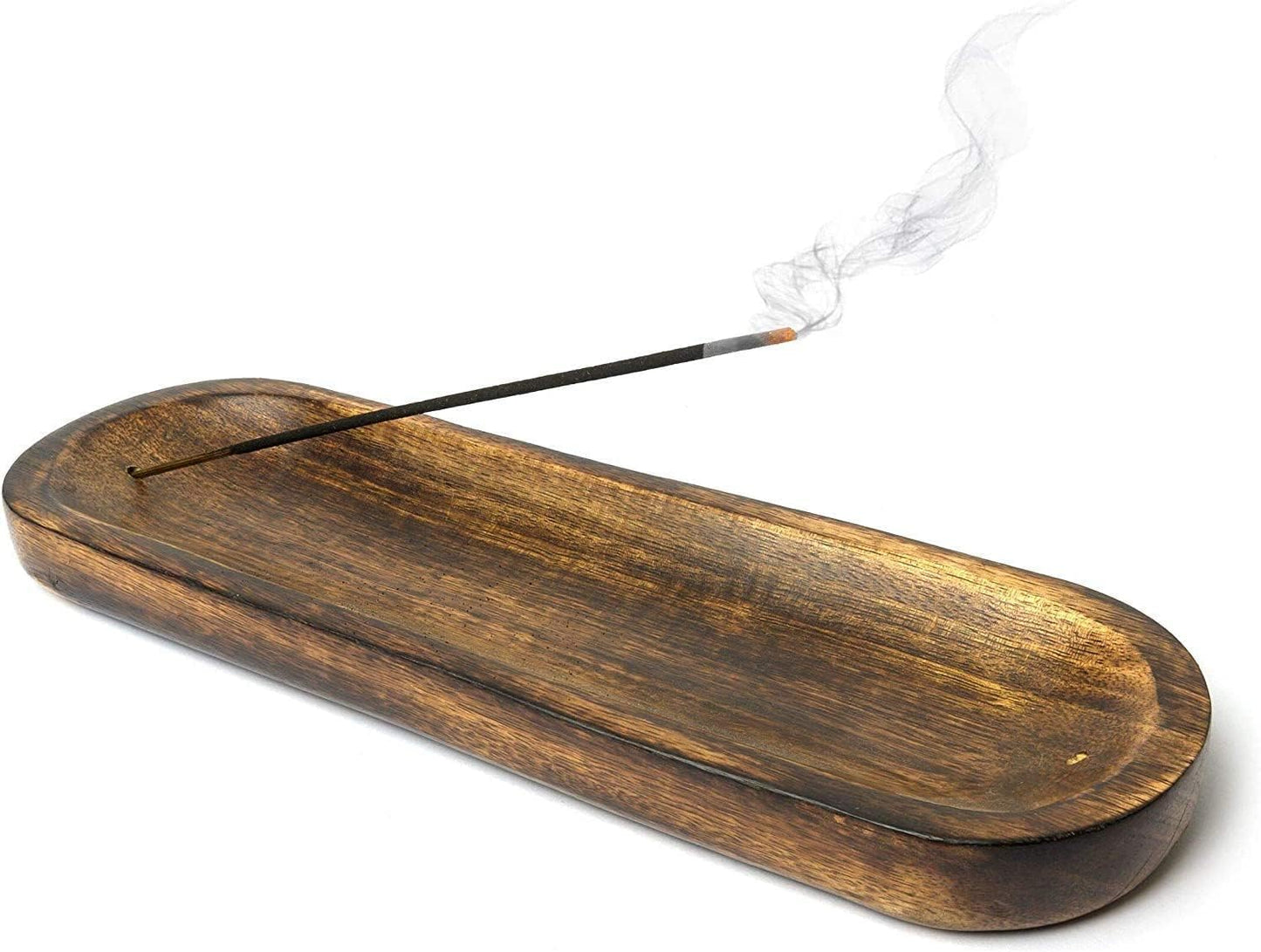 Bless-International Traditional-Handmade-Tray-Burner Wooden-Trat-Incense-Stick-Holder Ash-Catcher-Stand for-Aromatherapy-Meditation-Yoga 11x4x1.22 Inches (Wooden Tray)