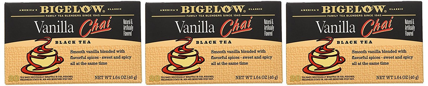 Bigelow Tea Black Tea 6 Flavor Variety Pack, Caffeinated Tea with Mint, Lemon, Constant Comment, English Teatime, Earl Grey, and Vanilla Chai, 20 Count Box (Pack of 6), 120 Total Tea Bags