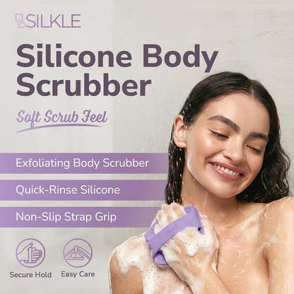 SILKLE Silicone Body Scrubber Exfoliator, Shower Scrubber & Silicone Loofah