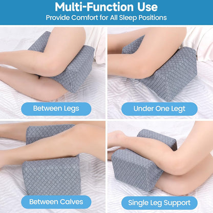 SweetSlubr Memory Foam Knee Pillow for Side Sleepers, Support Leg Pillow for Side Sleeping, Smooth Spine Alignment Pillow, Cushion for Hip, Back, Sciatica, Knee, Joints Pain Relief, White