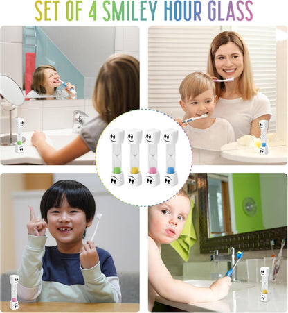 2 Minute Toothbrush Sand Timer for Kids - Set of 2 Small Blue and Pink Smiley Hourglass