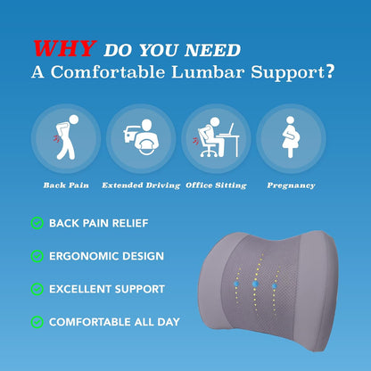 Lofty Aim Lumbar Support Pillow for Car, Car Seat Back Support for Driving | Memory Foam Car Lumbar Support for Driving Seat, Car Back Cushion, Adjustable Straps, Lower Back Pillow, Office Chairs, Black