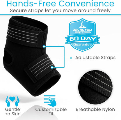 Arctic Flex Multi-Purpose Ice Pack Wrap - Reusable Gel Ice Packs for Ankle Injuries, Hot & Cold Compression Therapy for Pain Relief, Plantar Fasciitis, Achilles Tendonitis, Knee, Elbow & Hand Pain