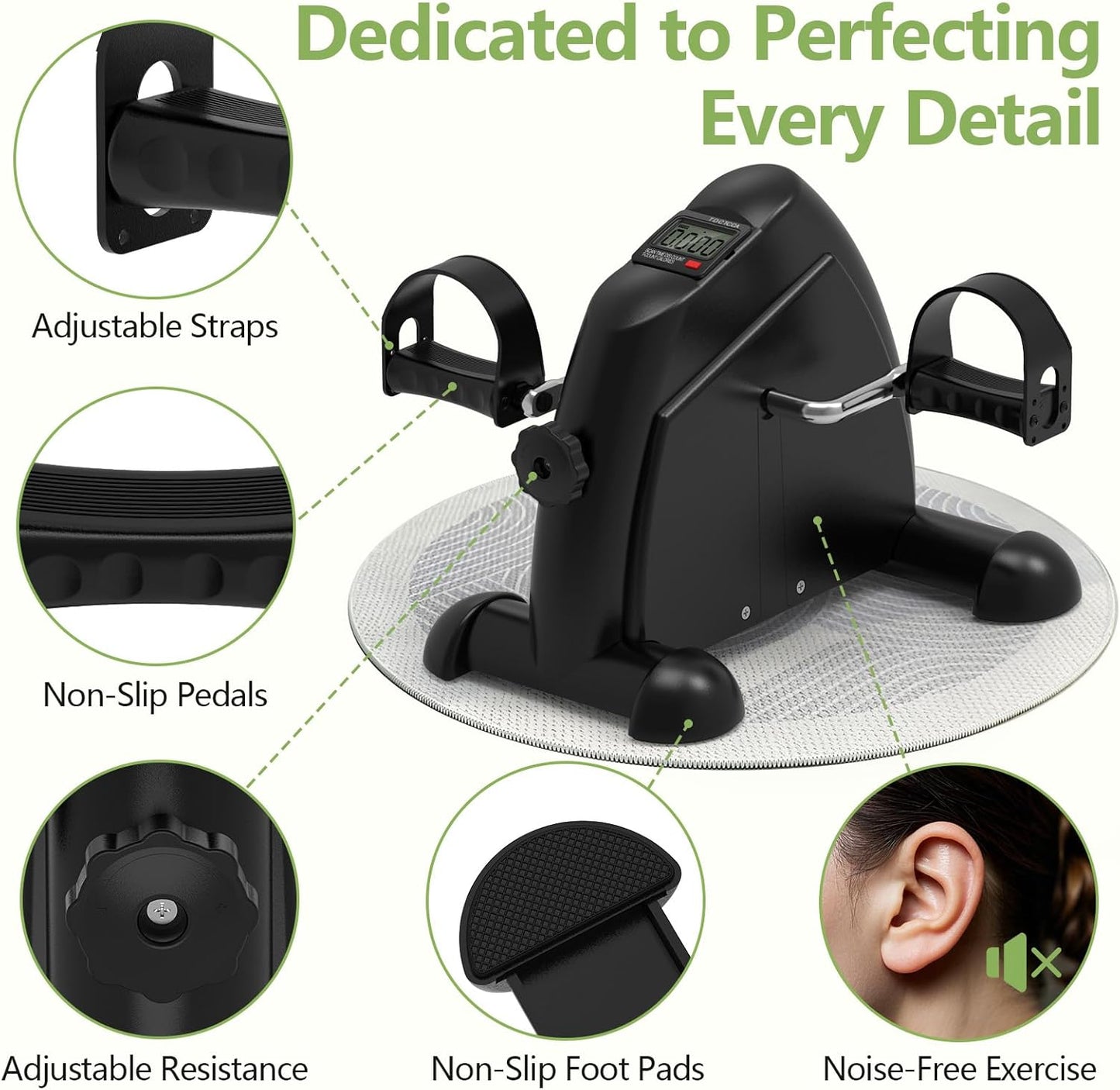 FITKS360 Under Desk Elliptical & Mini Exercise Bike - Seated Electric Leg Exerciser Under Table Oval Electric - Seniors Sit Exerciser Fully Assembled Pedal