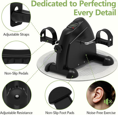 FITKS360 Under Desk Elliptical & Mini Exercise Bike - Seated Electric Leg Exerciser Under Table Oval Electric - Seniors Sit Exerciser Fully Assembled Pedal