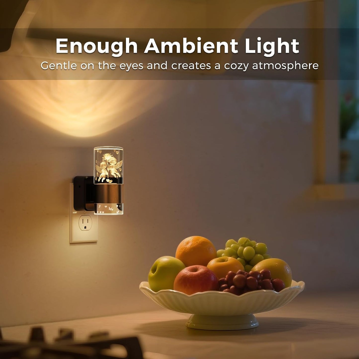 L LOHAS LED Night Light, Dimmable Night Lights Plug into Wall, Automatic Night Lights Plug in with Auto Light Sensor,Adjustable Brightness Amber LED Night Light, for Bedroom Hallway Home Decor