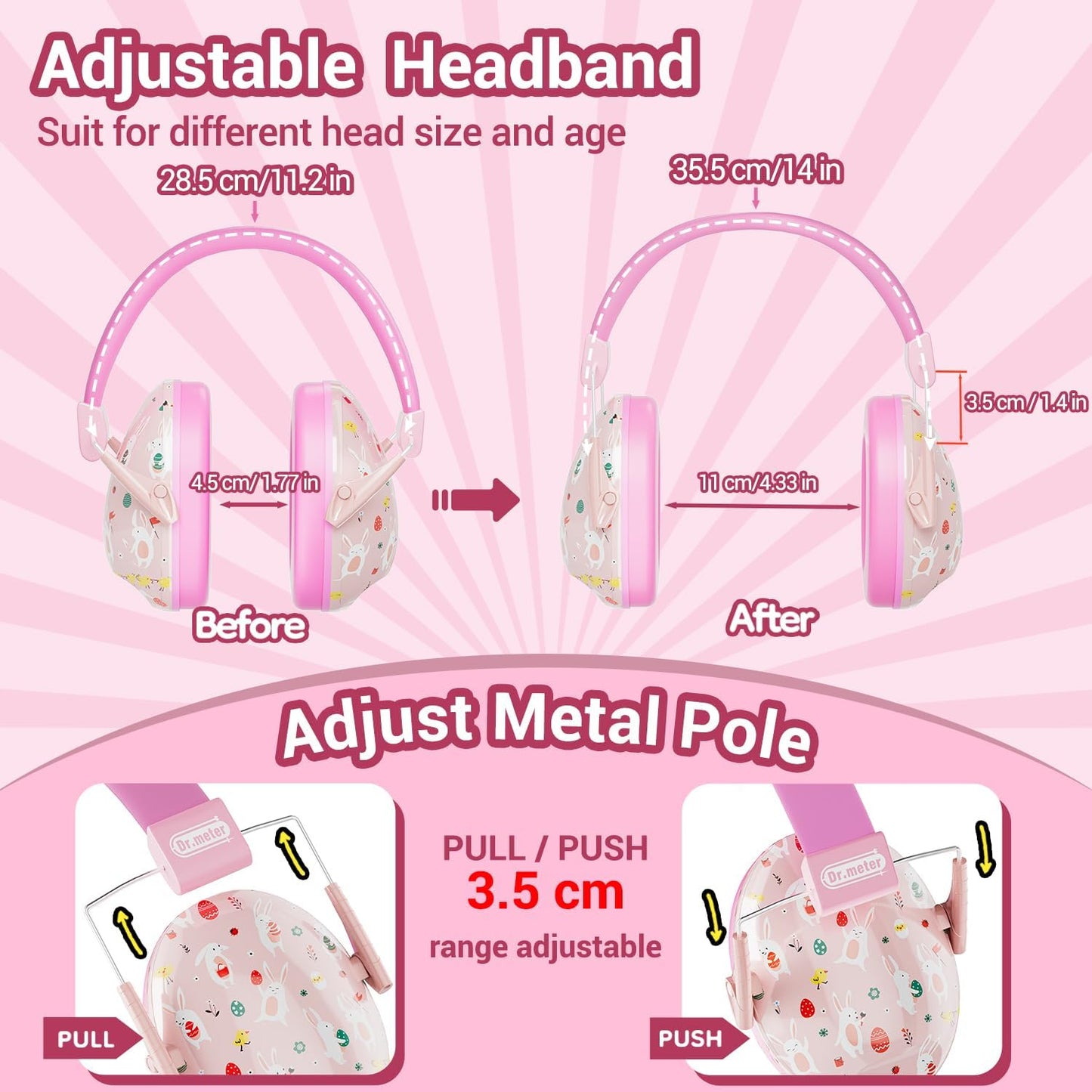 Dr.meter Ear Muffs for Noise Reduction: 27.4SNR Noise Cancelling Headphones for Kids Adults, EM100 Adjustable Hearing Protection Earmuffs for Monster Jam, Autism Sensory, Concerts, Fireworks