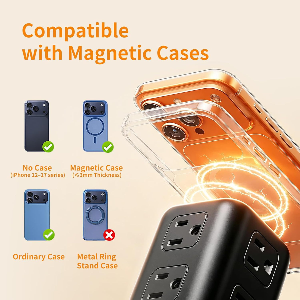 Extension Cord with Multiple Outlets, SMALLRT Power Strip Tower, Outlet Extender with 12 AC Outlets 4 USB, 6.5FT Extension Cord for Home Dorm Room, Office Supplies,Overload Protection