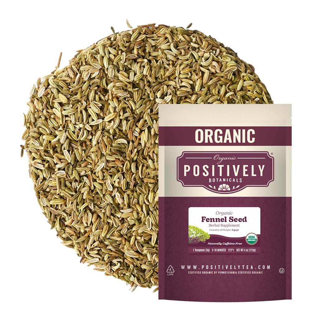 Positively Botanicals, Organic Fennel Seeds, Loose Leaf, 4 Ounce
