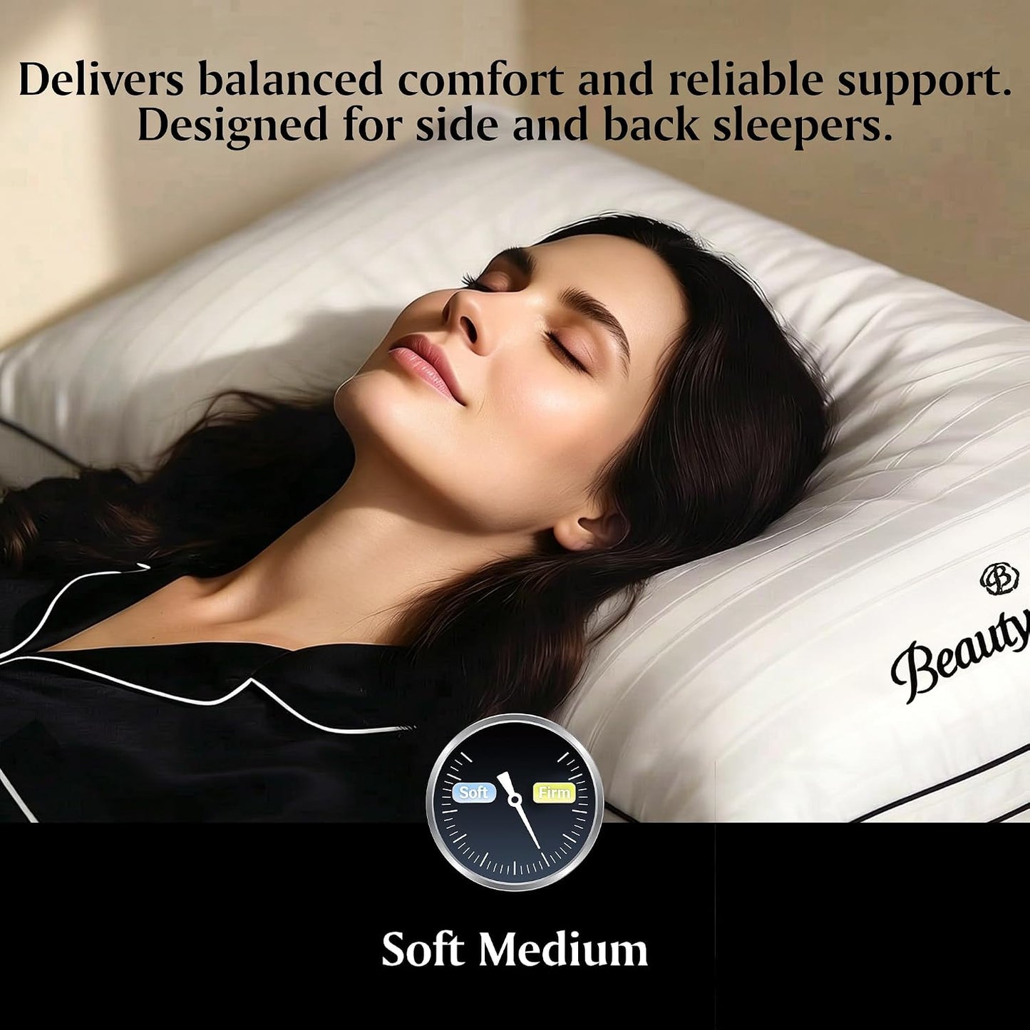 Beautyrest Hotel Pillows Luxury Cooling Queen Size Set of 2 Soft Medium