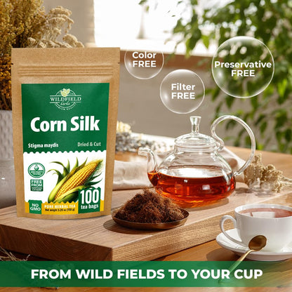 100 Bags Dry Corn Silk Tea Cornsilk Herb (Stigma maydis) - 100 Count 1.5g Tea Bags Corn silk Tea Bags Herbal Barba de maiz (Barba de Elote)
