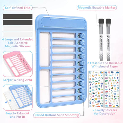 Audab Dry Erase Chore Chart for Kids, Magnetic Whiteboard Checklist Board, Chore Checklist Slider to Do List Board, Daily Routine Chart Schedule Board Task Tracker for Home Refrigerator, Wall, Desk