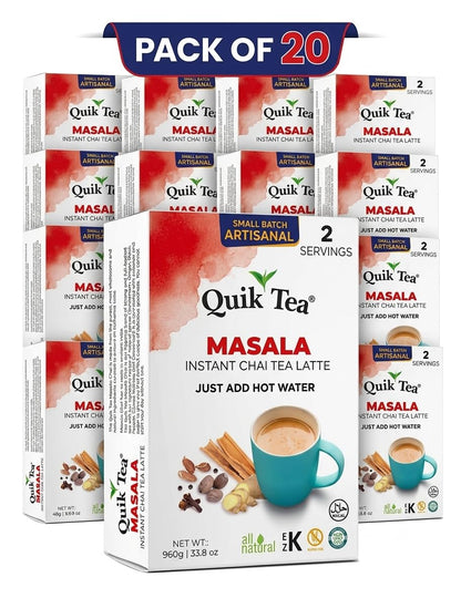 QuikTea Instant Chai Tea Latte Mix, Cardamom, 2 Sachets