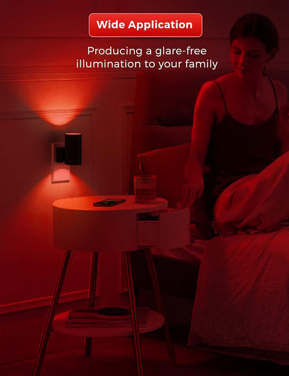L LOHAS LED Night Light, Amber Nightlight, Dimmable Night Light, Light Sensor, Yellow Nightlight, 0-100LM, Sleep Light for Kids, Soft & Warm Light for Bedroom, Bathroom, 2 Pack