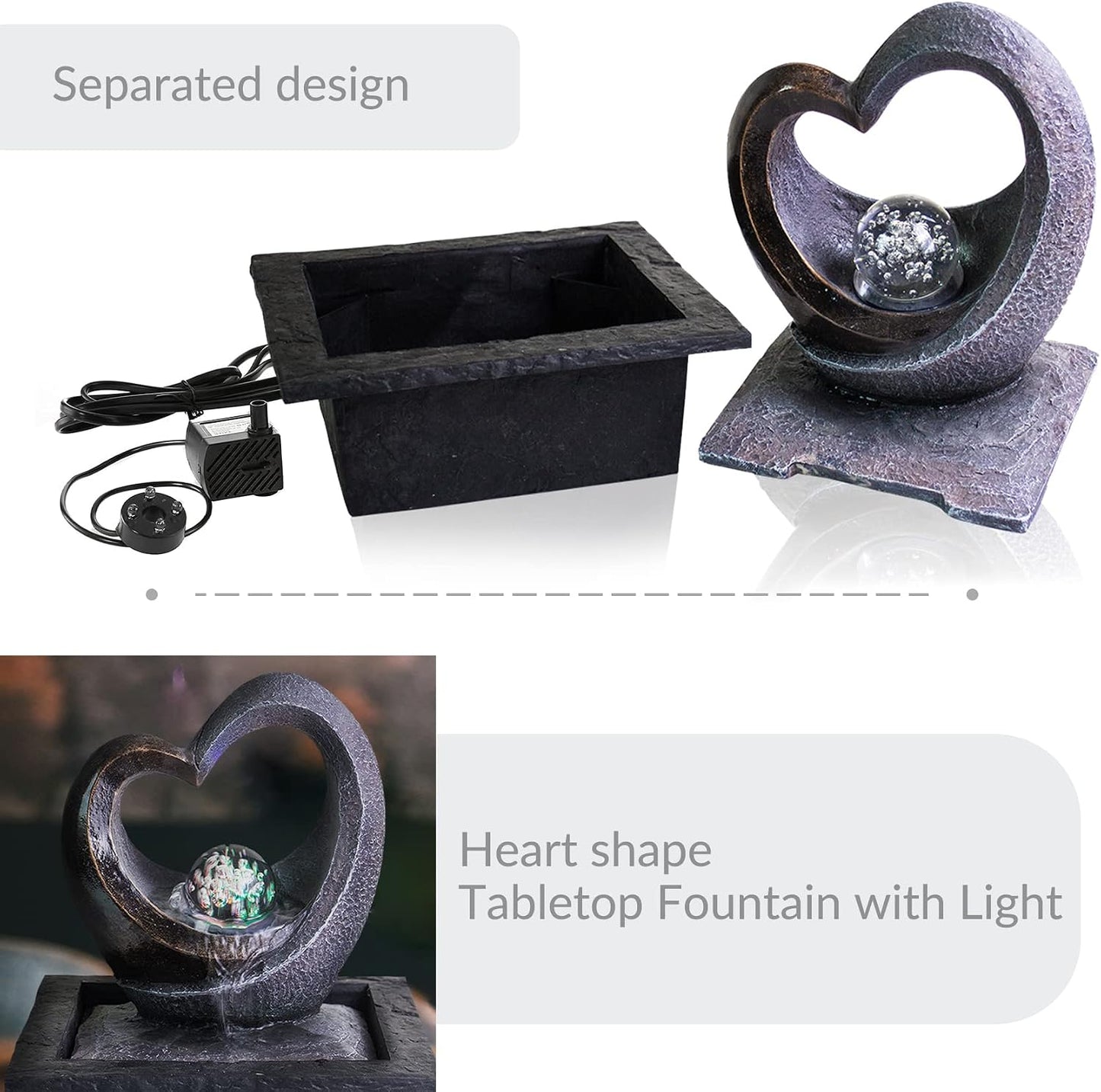 Ferrisland Tabletop LED Light Meditation Indoor Waterfall Fountain