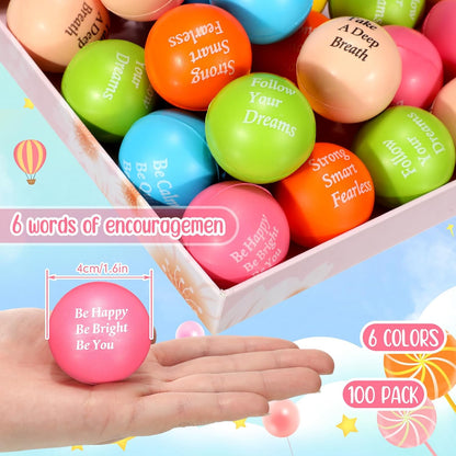 Jenaai 100 Pcs Motivational Fidget Balls, Inspirational Gifts, 6 Colors