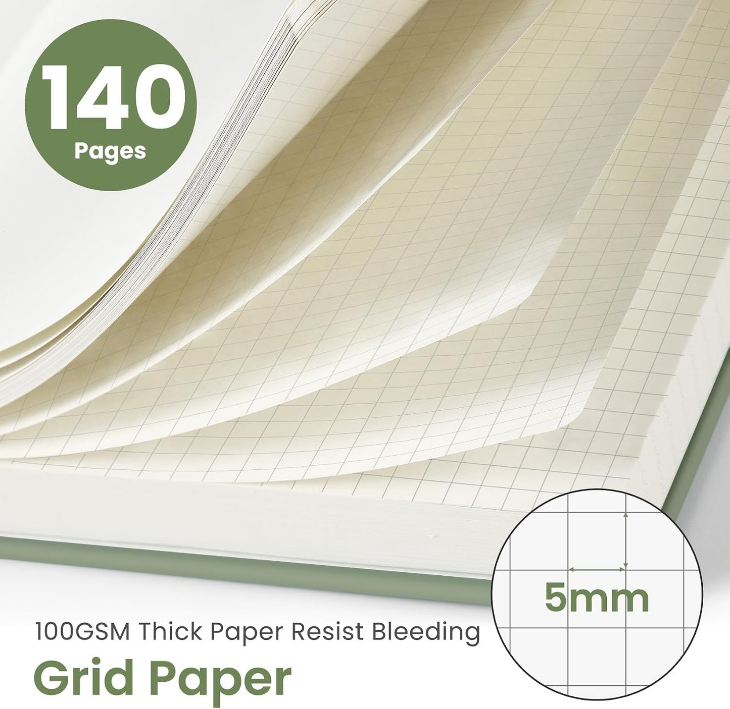 Taja Lined Spiral Journal Notebook for Women & Men, 140 Pages, College Ruled Hardcover Notebook for Work & Note Taking, Journals for Writing, A5(5.7" x 7.9") - Green