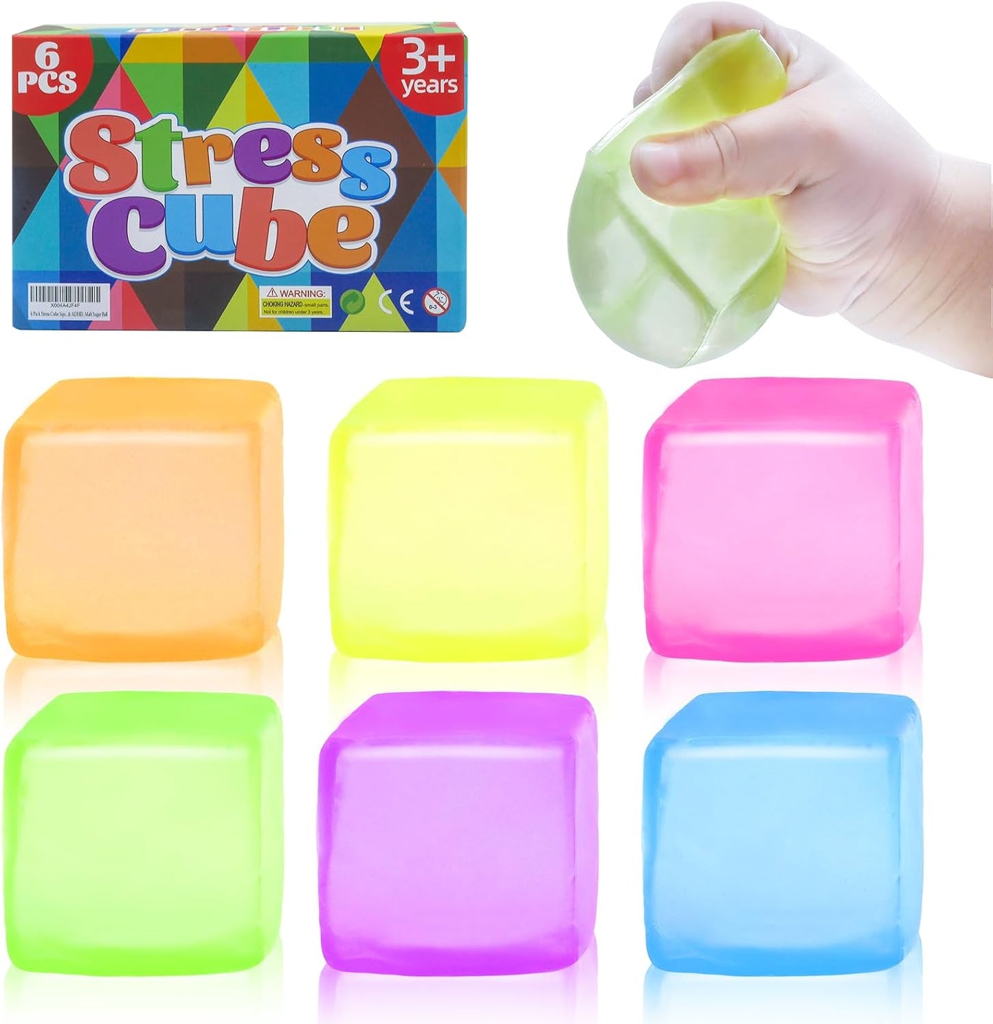 6 Pack Stress Cube Squishy Stress Balls for Adults Kids,Sensory Fidget Toys