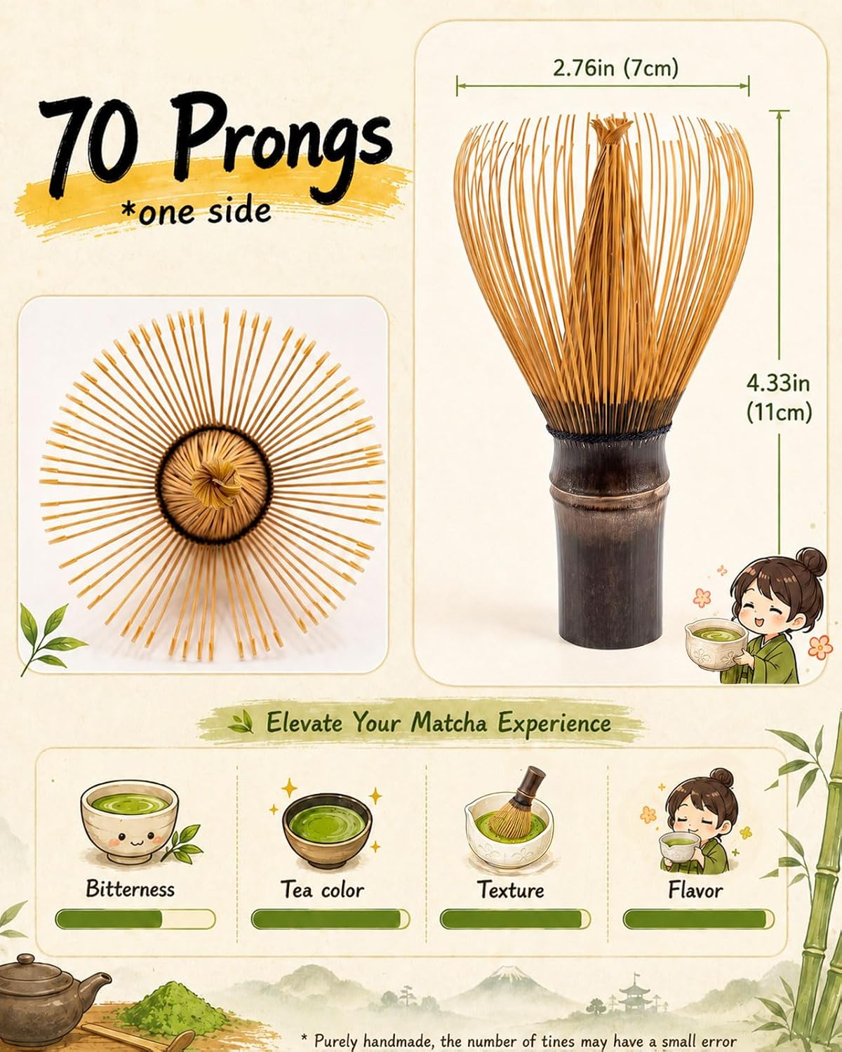 Matcha Whisk - 2-pack Bamboo matcha Whisk set, Handcrafted Traditional Japanese Chasen, 100-Prong Matcha Stirrer Wisk Mixer Brush for Authentic Matcha Tea Preparation