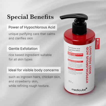 medicube Body Peel Shot with Kojic Acid and Turmeric | Gentle Body Brightening & Exfoliating Serum with BHA, LHA & PHA for Dead Skin Cells, Uneven Looking Skin & Excess Sebum | 9.46 fl.oz