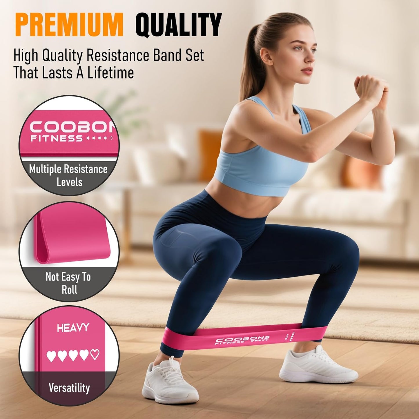 Resistance Bands for Working Out, Exercise Bands Resistance Bands Set with 5 Resistance Levels, Latex Loop Bands for Women Men, Workout Bands for Legs, Glutes, Strength Training, Yoga, Home Gym