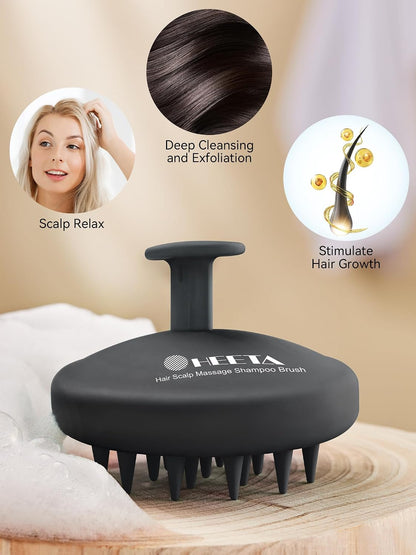HEETA Silicone Scalp Massager Hair Scrubber Shampoo Brush for Hair Growth