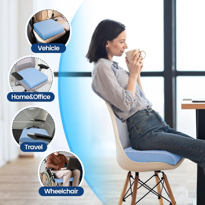 SweetSlubr Seat Cushion for Tailbone Pain Relief, Office Chair Cushion, Chair Pad, Memory Foam Large Cushion with Non-Slip Cover for Soft Support at Office Chair, Car Seat, Airplane, Black/Large