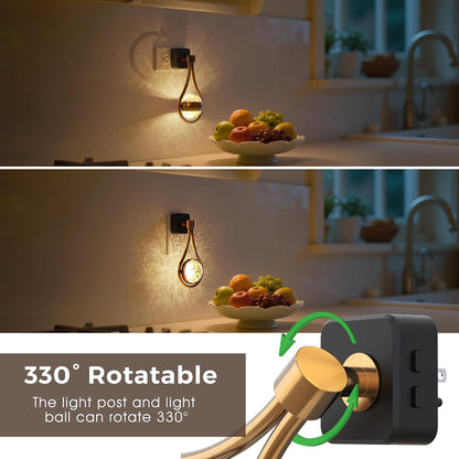 L LOHAS LED Night Lights Plug into wall, Amber Night Light with Adjustable Brightness, Plug in NightLight with Auto Light Sensor, Wall Sconce-Style Design Night Light for Bathroom,Hallway, 2 Pack