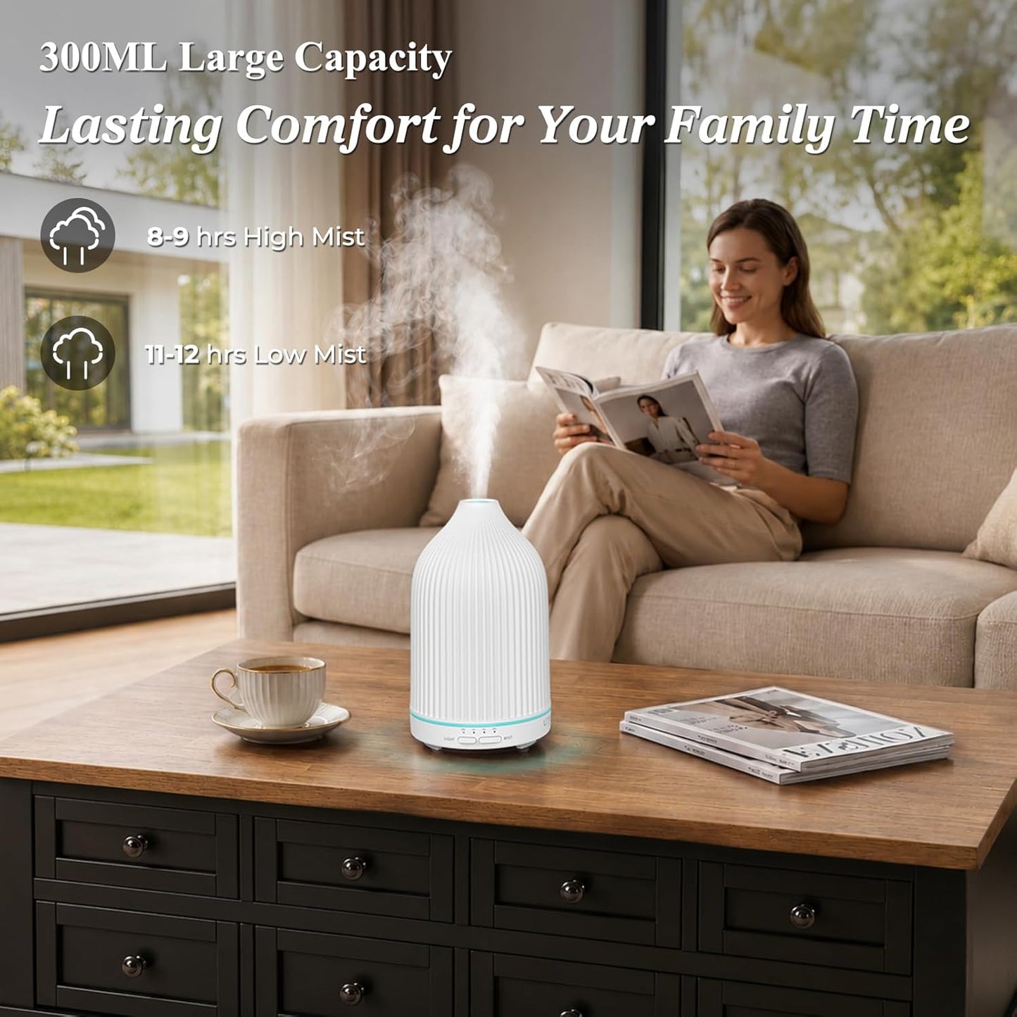 URPOWER 150ML Essential Oil Diffusers for Home, Ultrasonic Aromatherapy Diffuser with 7 Color Changing Lights, Timer & Auto Shut-Off, Scent Diffuser for Bedroom, Office, Yoga