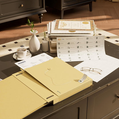 ABC life Important Document Organizer, Spine-Free Design with 14 Pockets